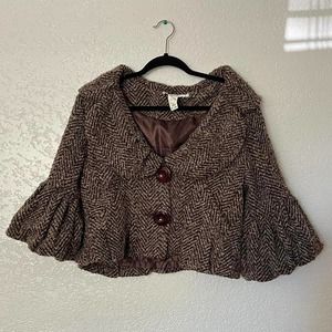 Whimsigothic cropped ruffle coat